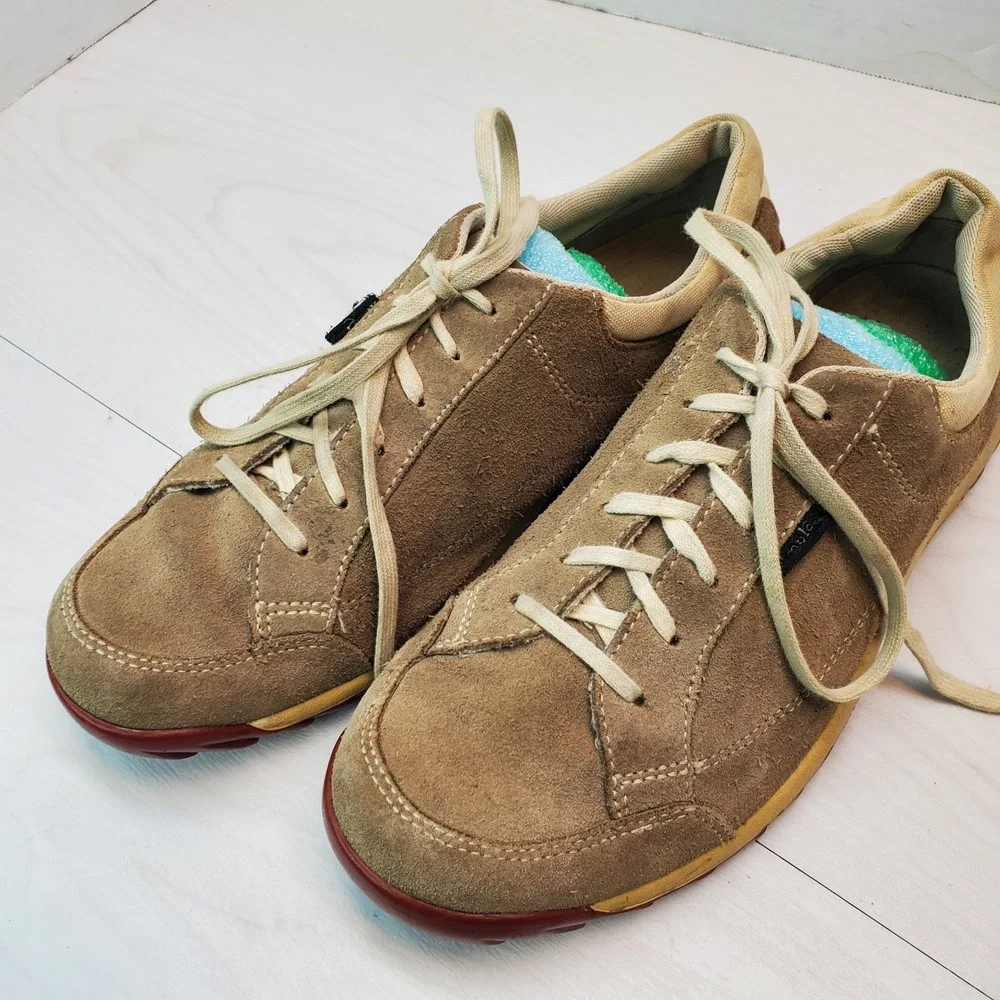Simple Suede Lace Up Casual Sneakers Shoes Women's Size 9.5 Tan Comfort